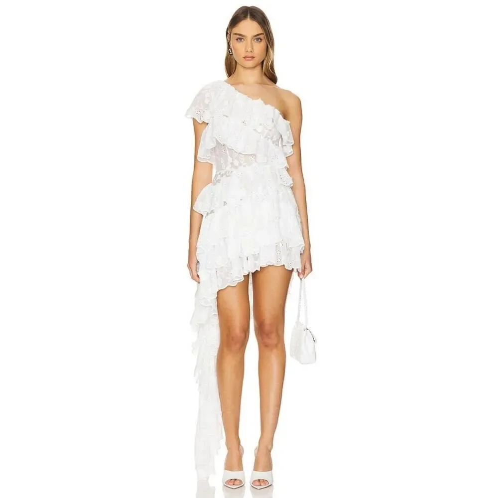 Bronx and Banco Tasmin One Shoulder Dress in White L/US8